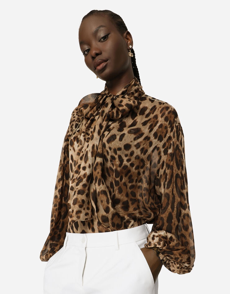 Leopard-print chiffon shirt - 4