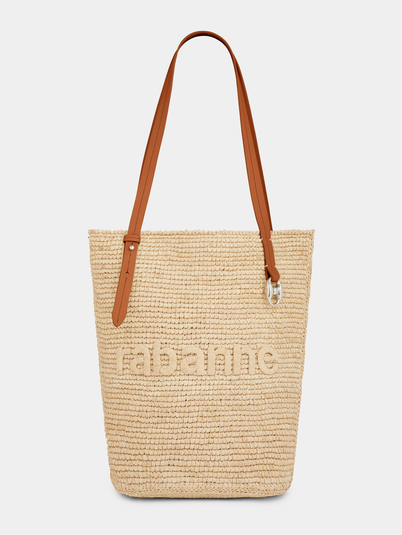 BEIGE RAFFIA TOTE BAG WITH LOGO 1