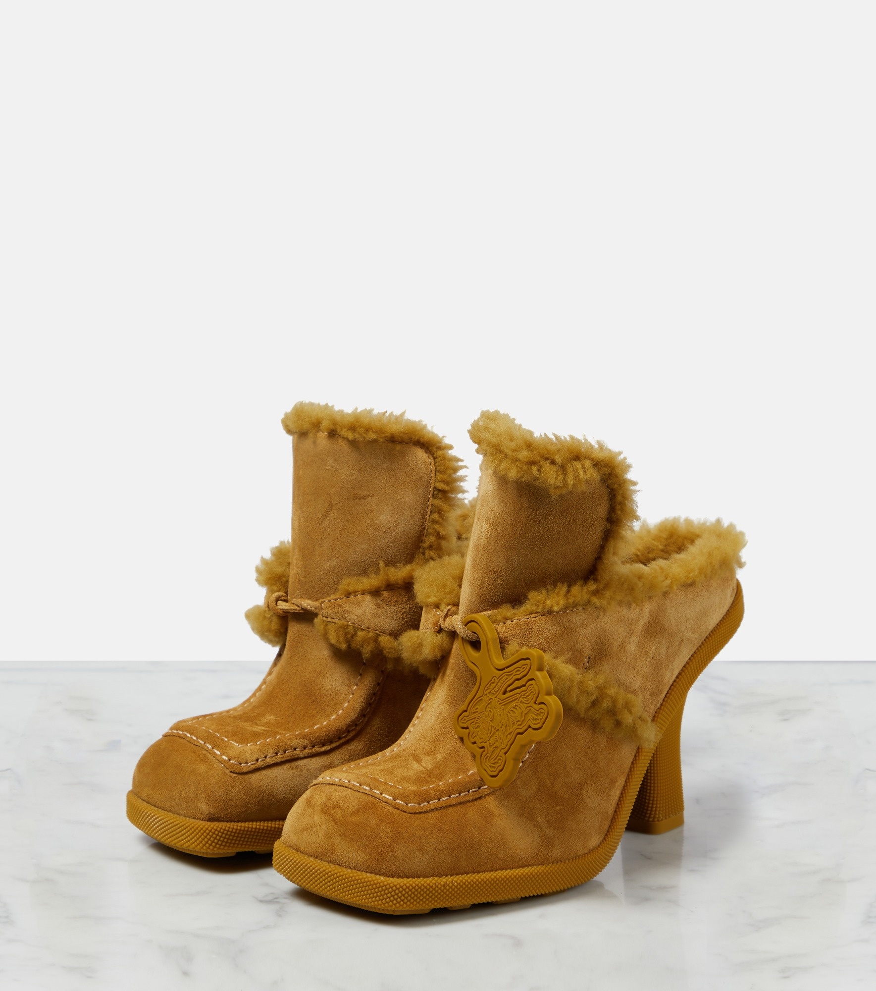 EKD shearling-lined suede mules - 5