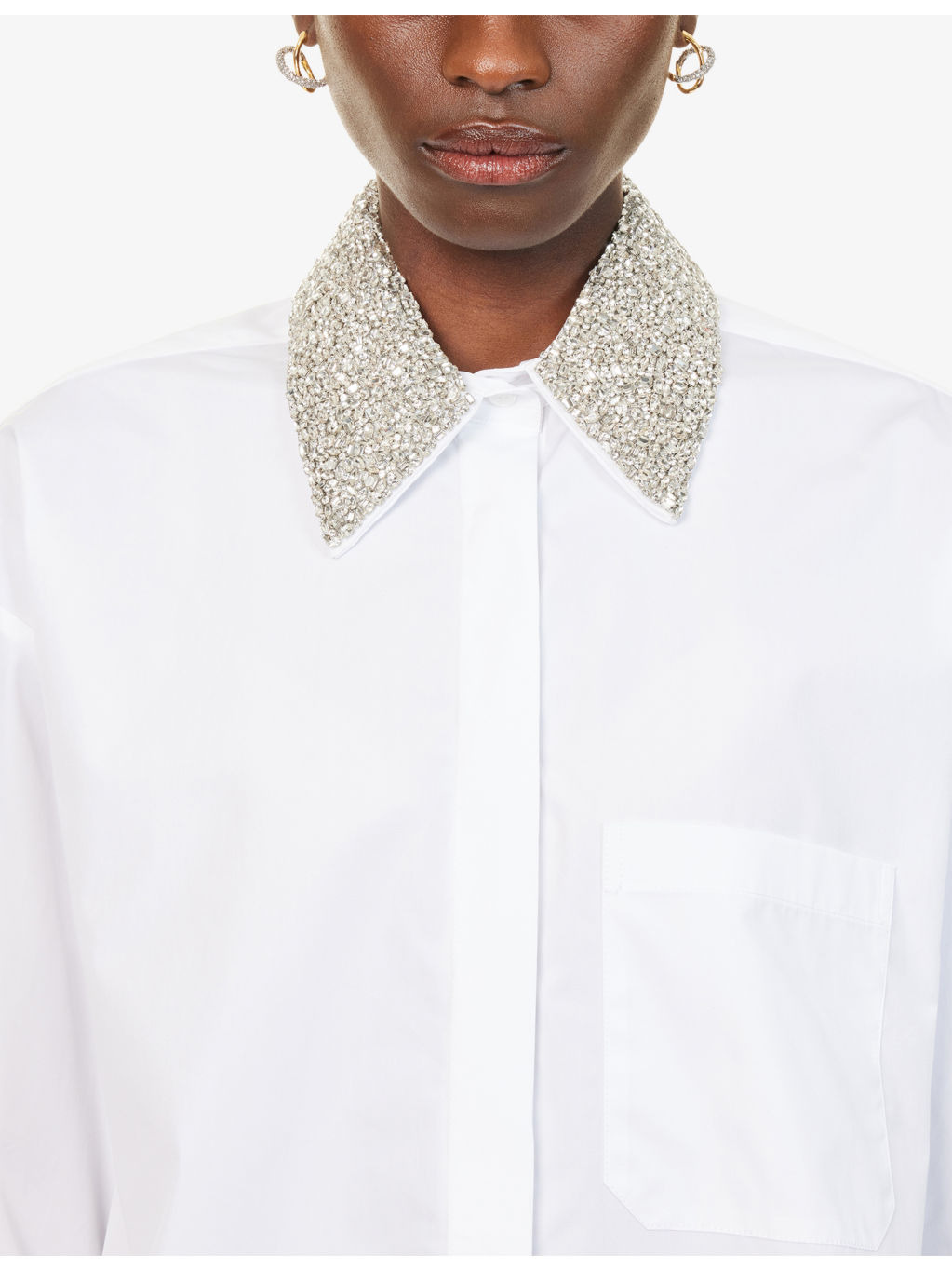 E.B. Crystal-Collar Cotton-Poplin Shirt - 5