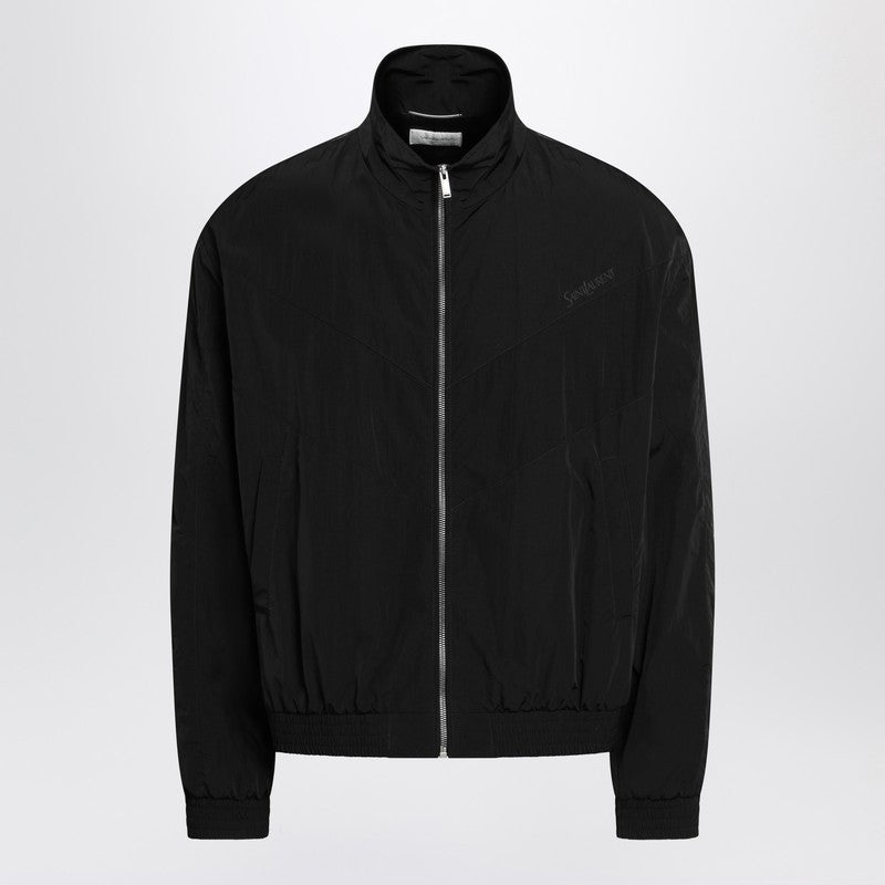 Saint Laurent Black crinkled nylon zip-up jacket - 1