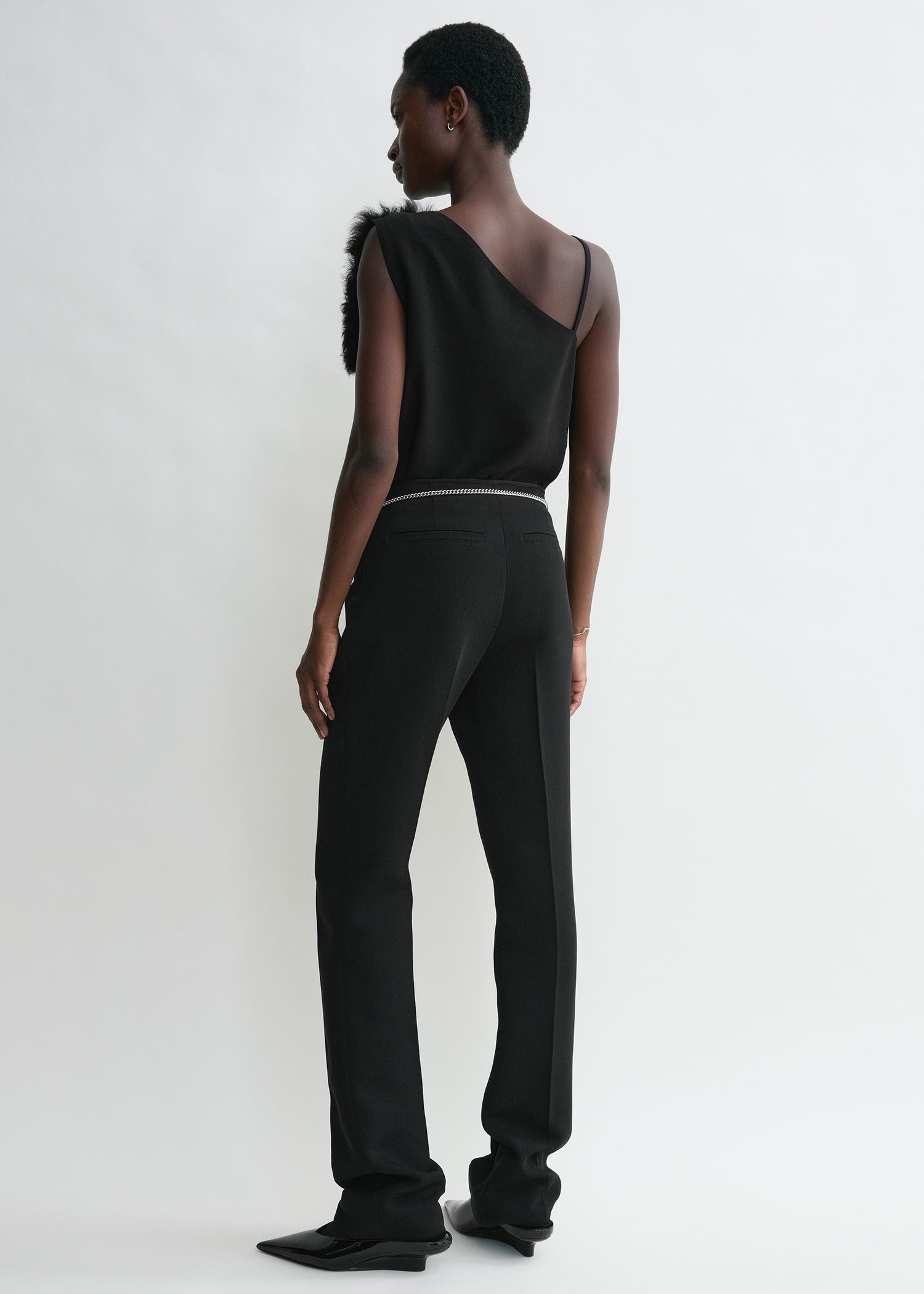 Shearling appliqué top black - 5