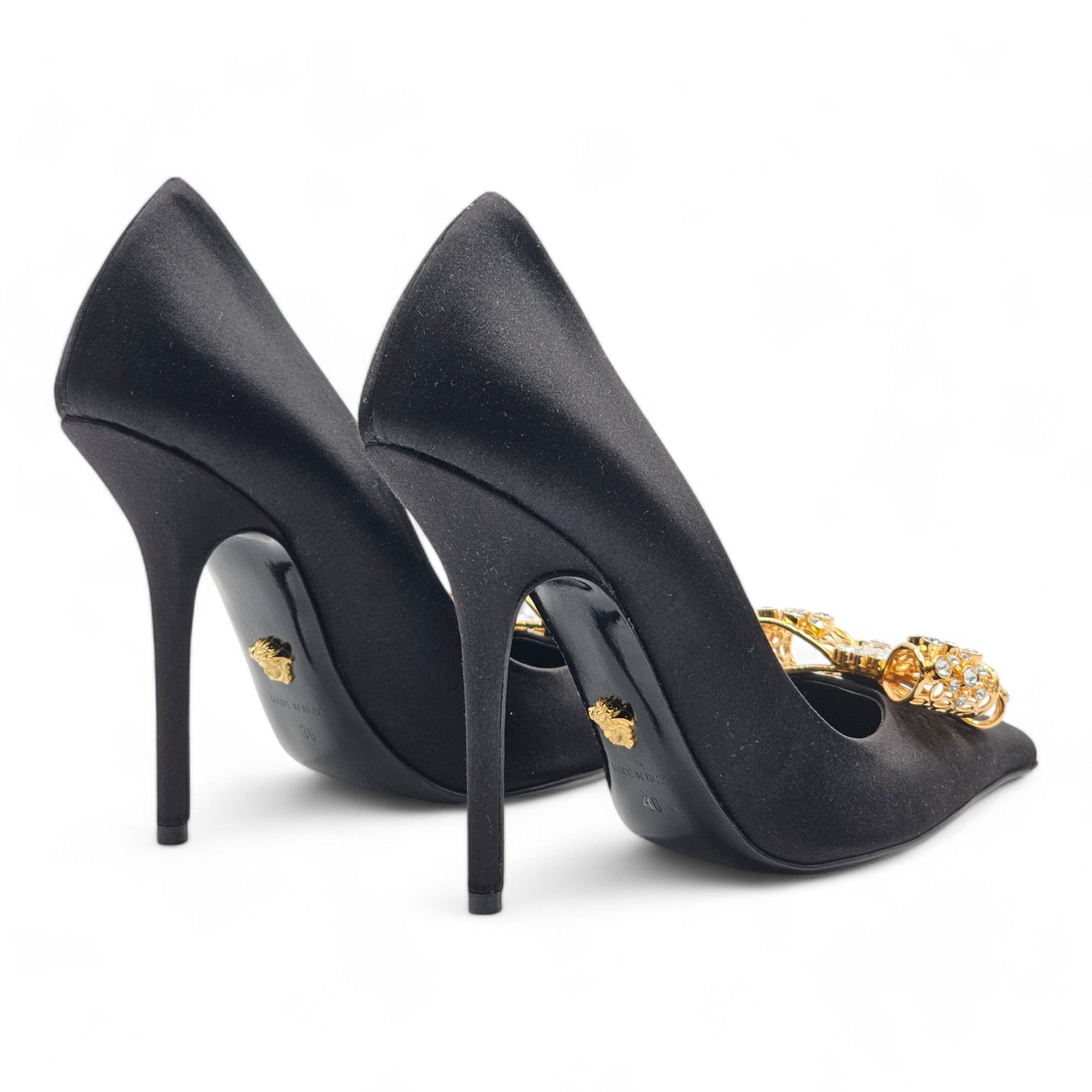 Versace Embellished Pumps 100 mm - Satin - Black - 36 - 6