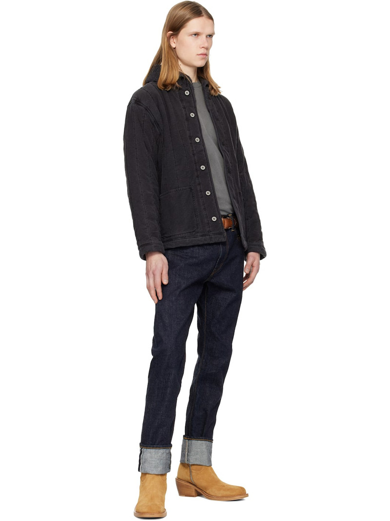 RRL by Ralph Lauren Black Fleece-Collar Quilted Jersey Jacket outlook