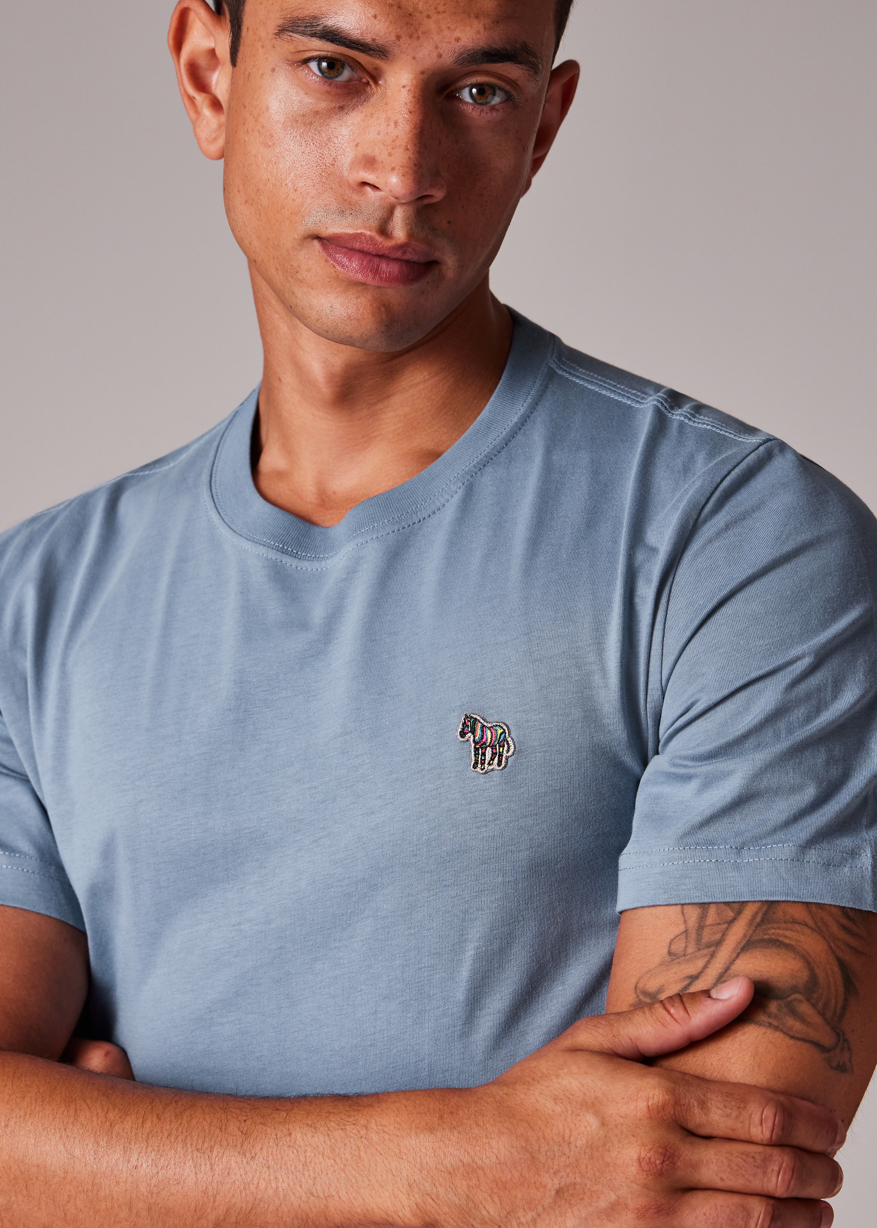 Pale Indigo Organic Cotton Zebra Logo T-Shirt - 3
