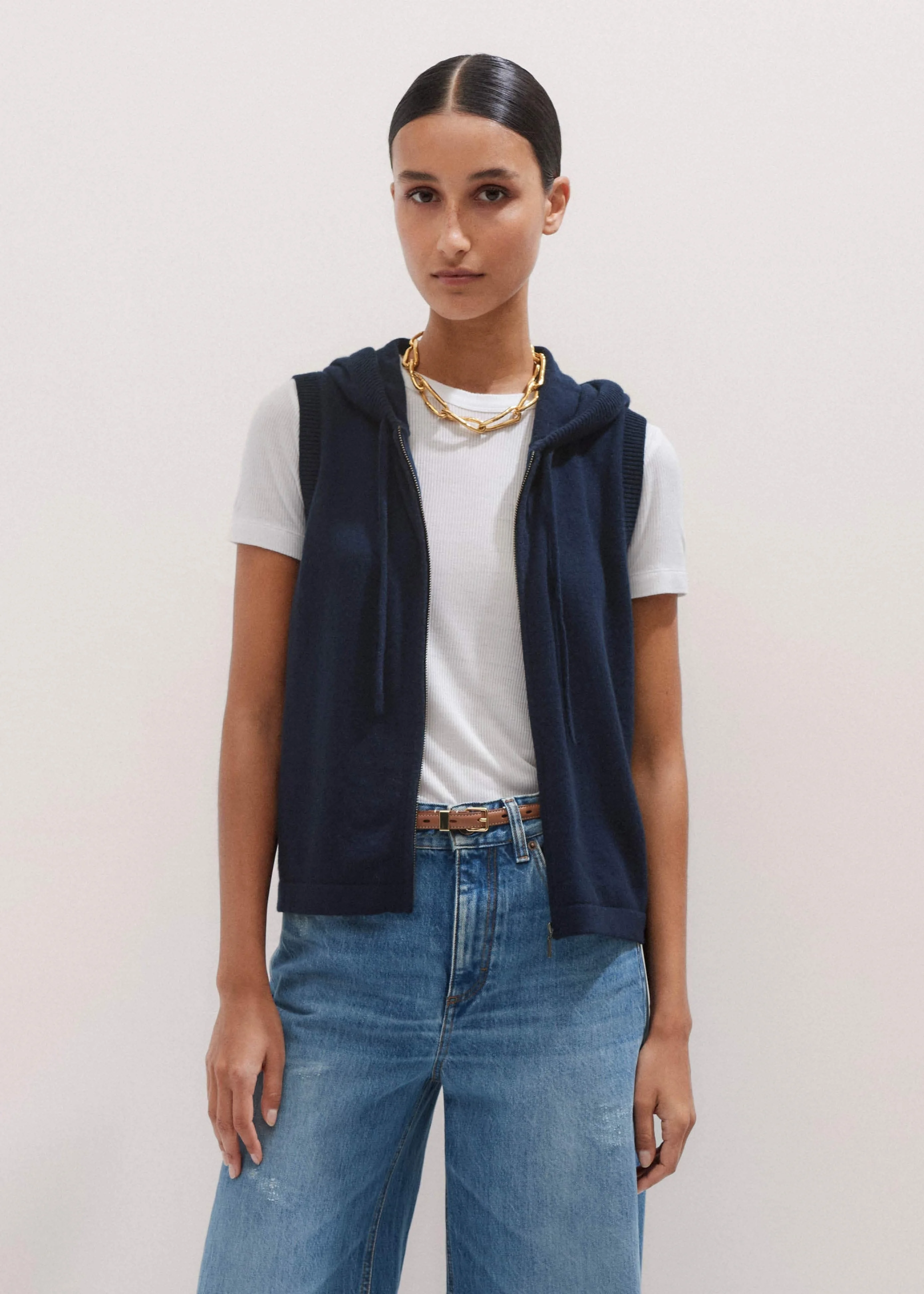 Sleeveless Zip Hoodie - 1