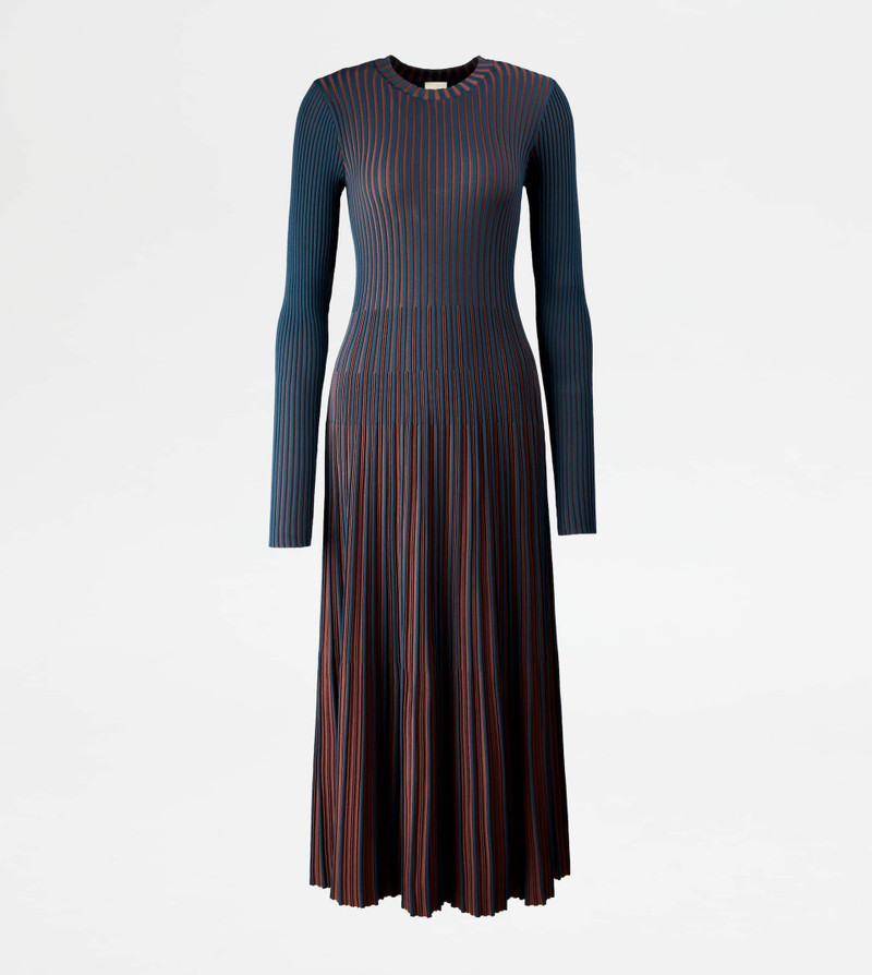 DRESS IN KNIT - BLUE, BROWN - 1