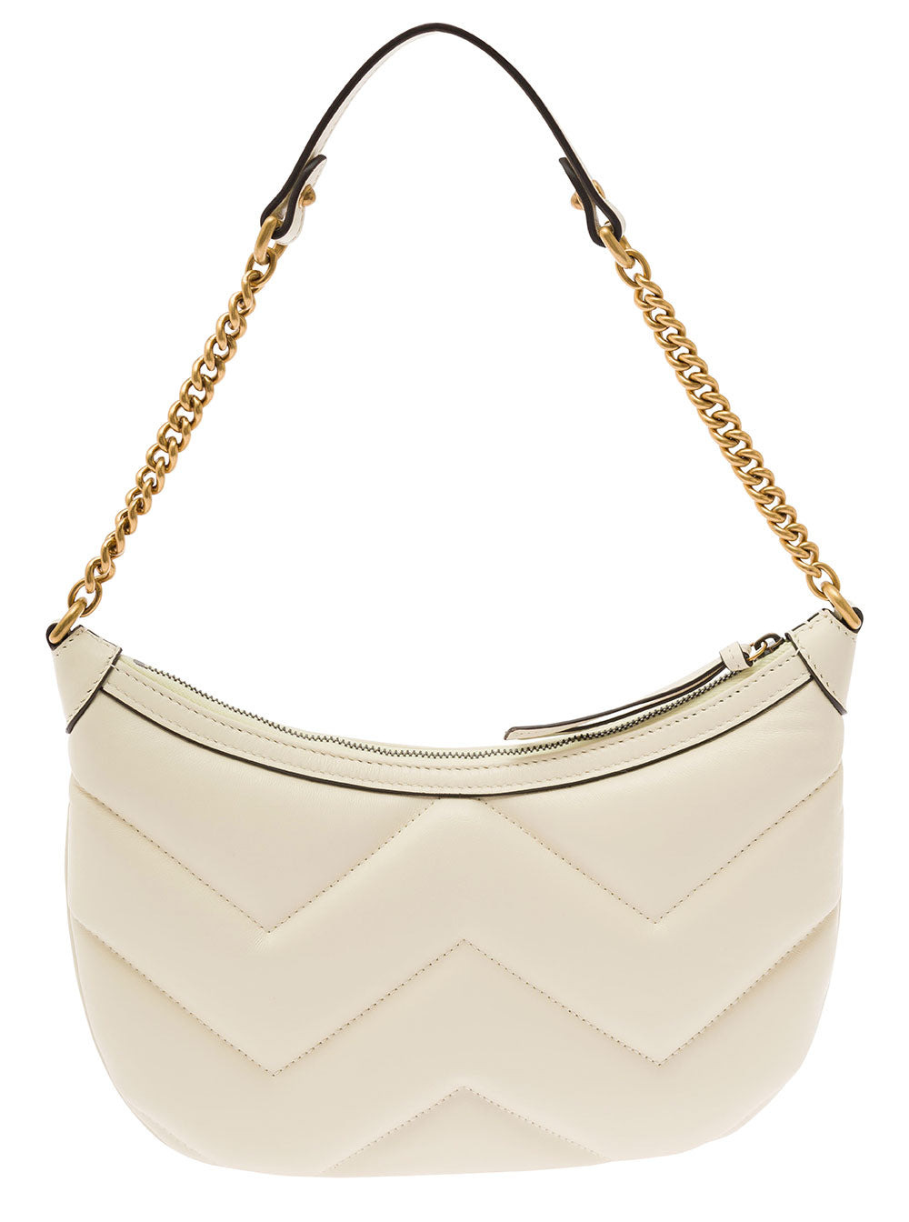 Gucci Women 'Small Gg Marmont' White Shoulder Bag In Matelassé Leather With Chevron Motif Woman - 4