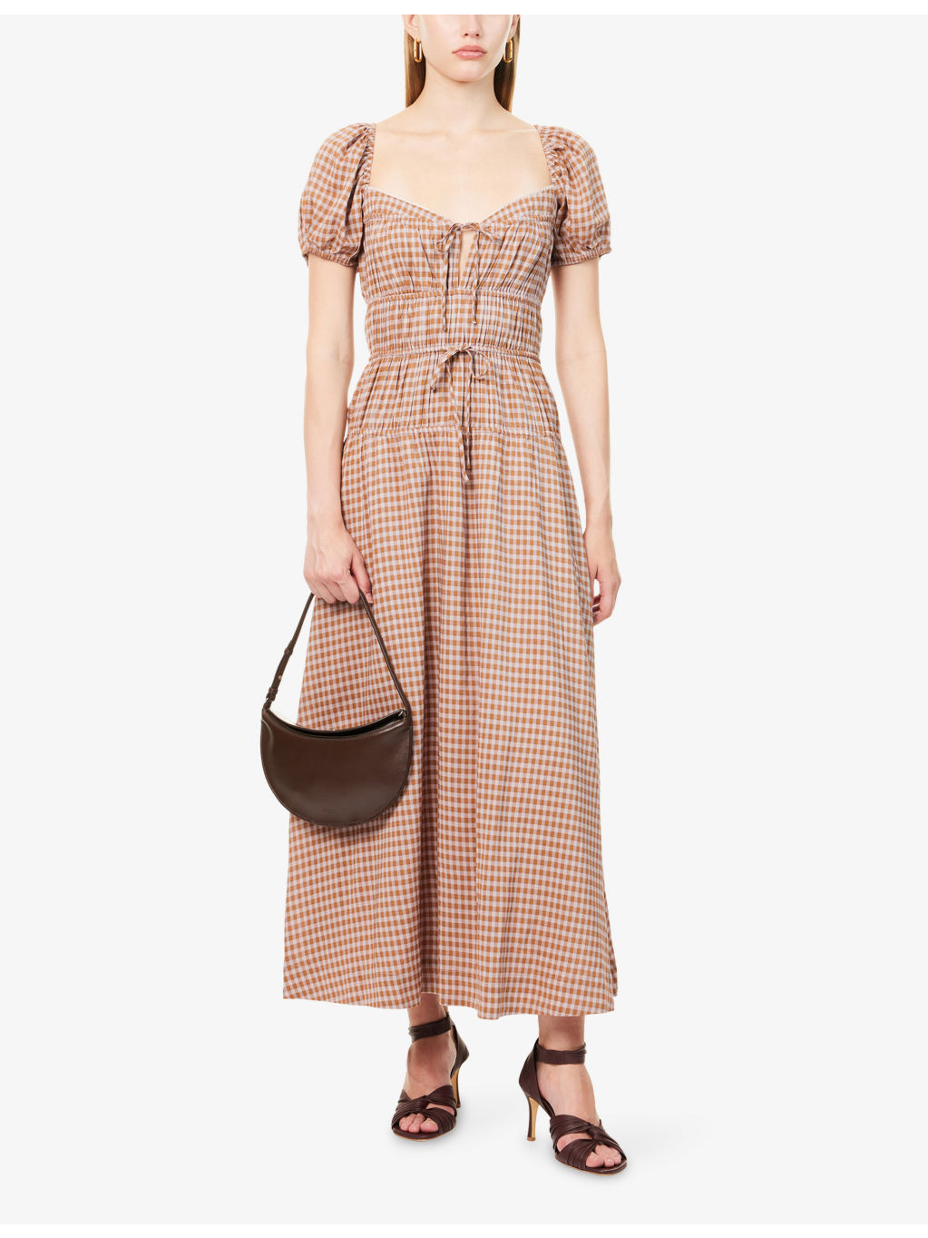 Rhett Puffed-Sleeves Woven Midi Dress - 2