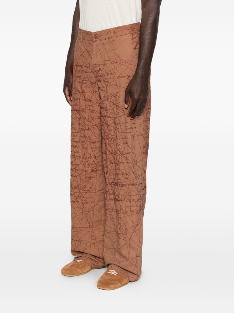 embroidered scribble-pattern trousers 3
