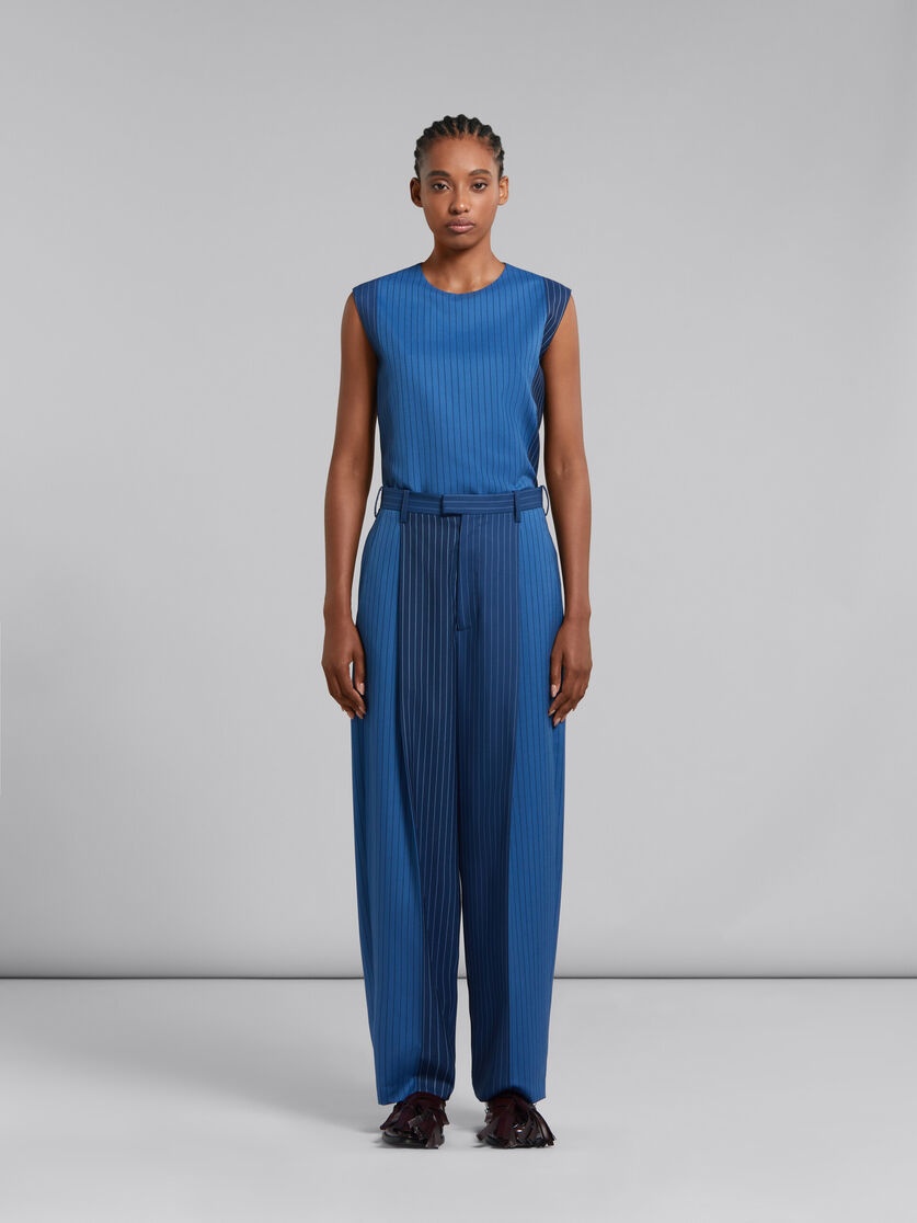 BLUE DÉGRADÉ PINSTRIPE WOOL TROUSERS - 2