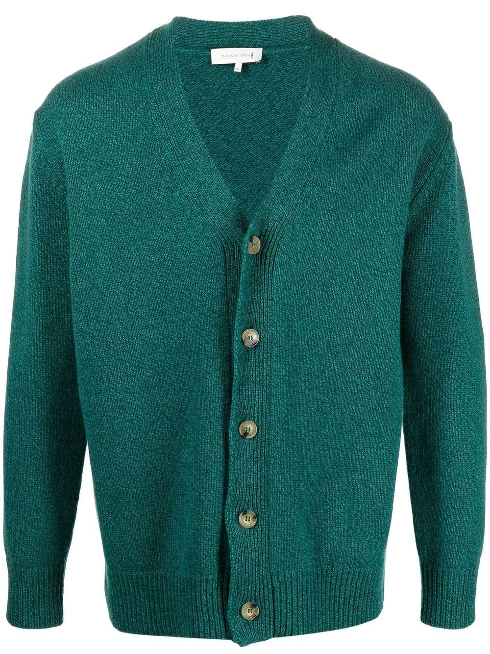 STOCKHOLM Dark Green Merino Wool & Cashmere Cardigan - 1
