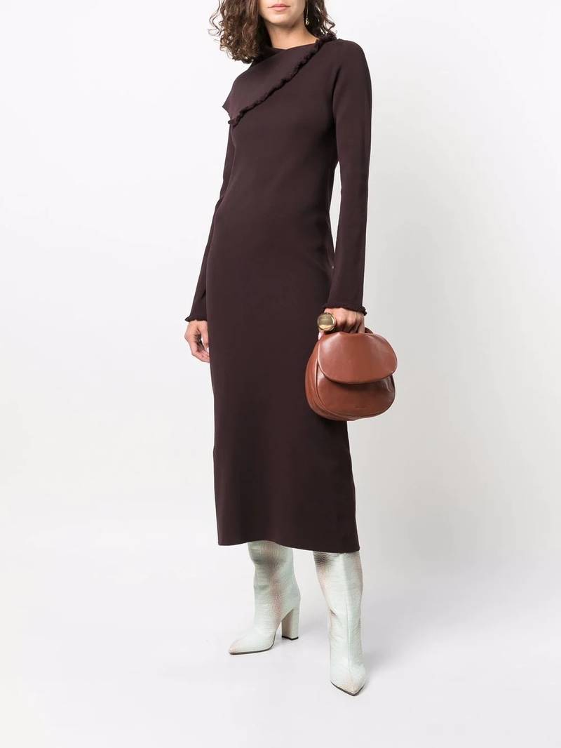 Jil Sander asymmetric collar maxi dress outlook