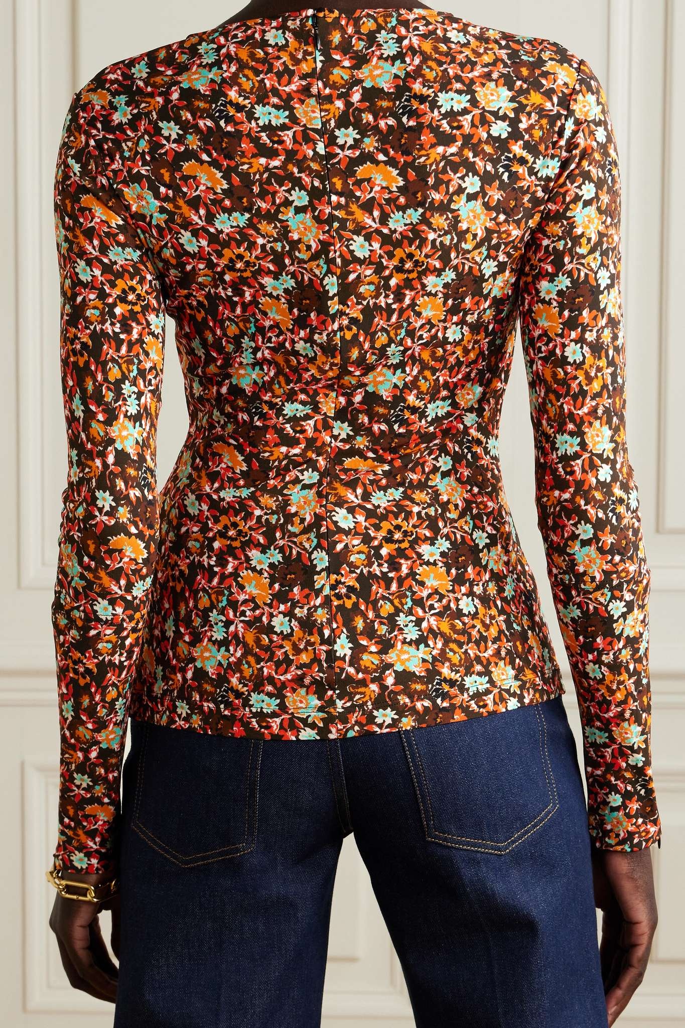 Cutout floral-print jersey top - 4