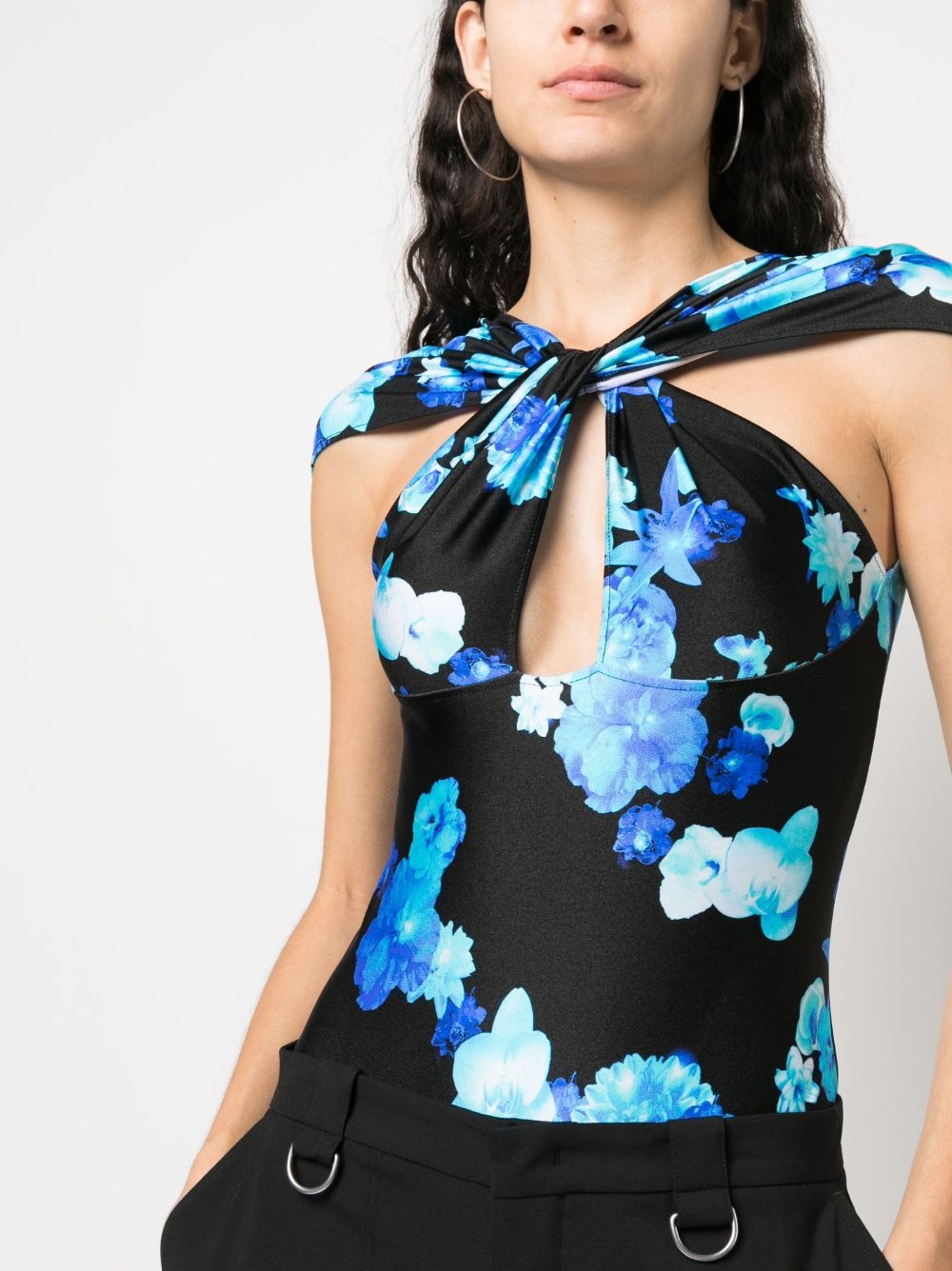 floral-print cut-out body - 5