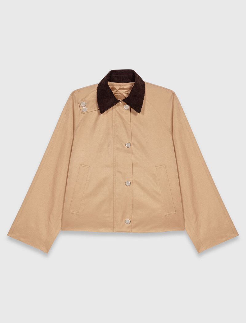 Jacket with removable contrast collar 1