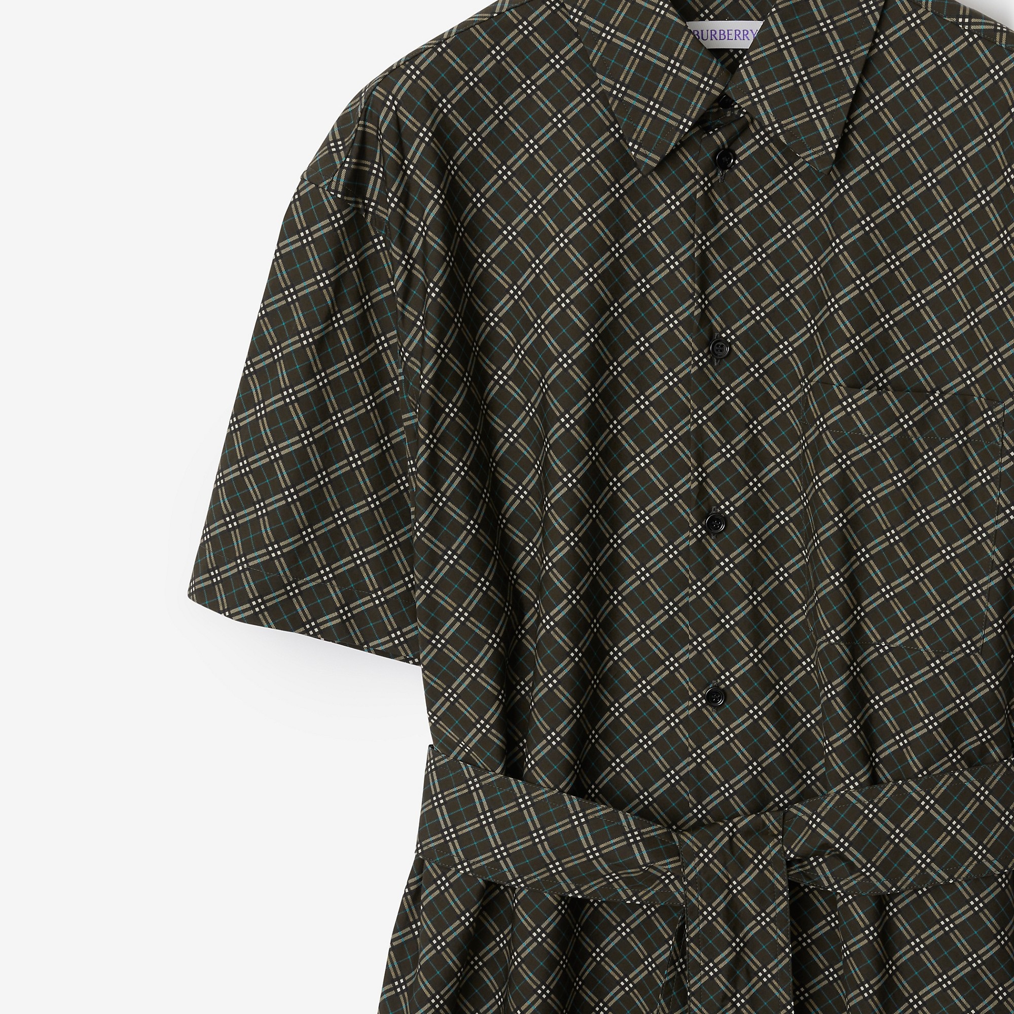Check Cotton Shirt Dress - 6