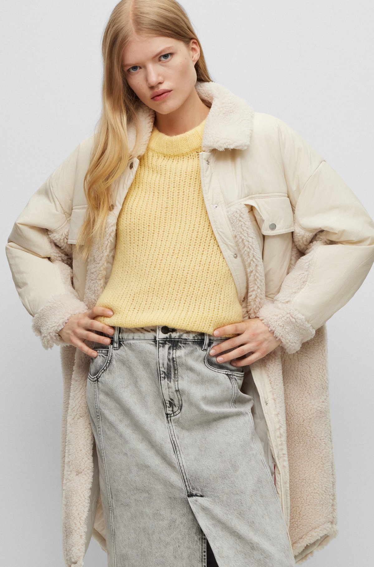 OVERSIZE-FIT JACKET IN MIXED MATERIALS WITH QUILTED LINING - 6