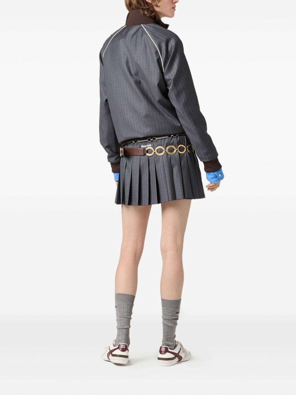 pinstripe pleated skirt - 3