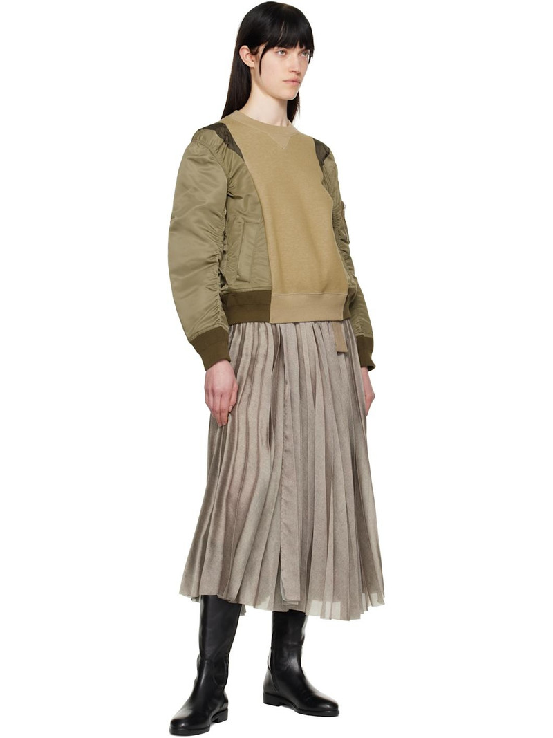 sacai Khaki Sponge Sweat & Nylon Twill Sweatshirt outlook
