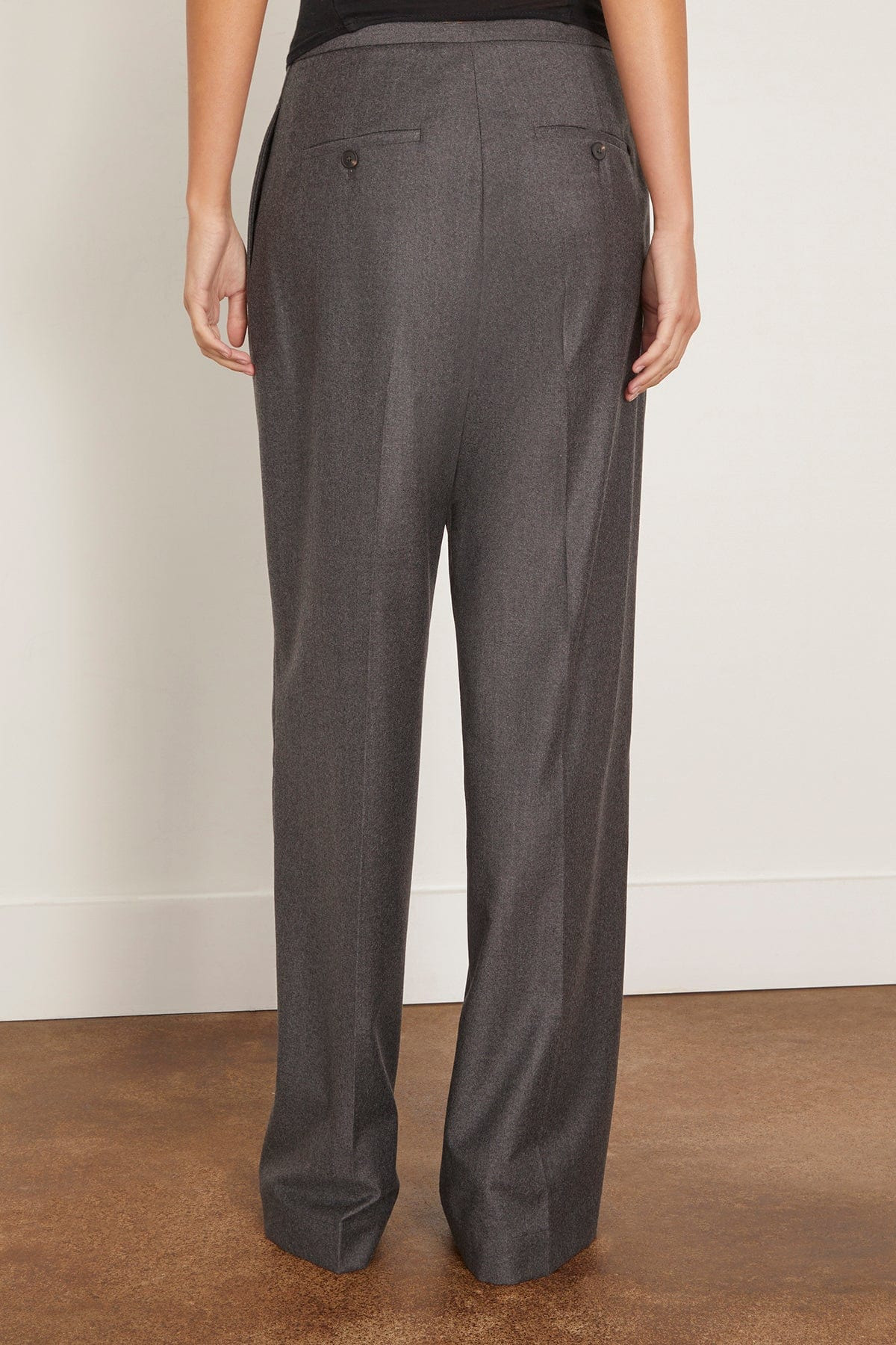 Relaxed Soft Wool Trousers in Dark Grey Melange - 4