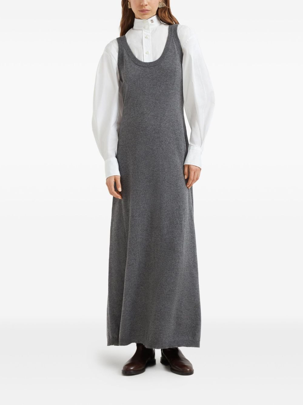 round-neck knit dress - 2
