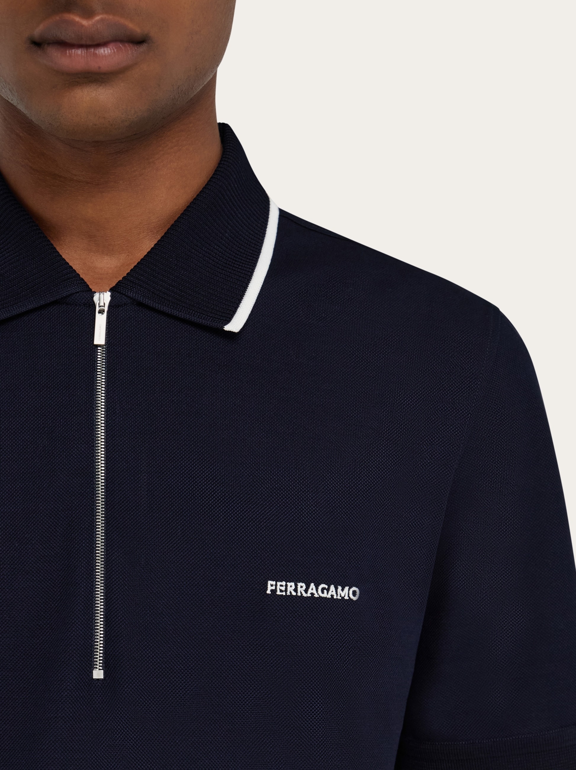 Cotton polo shirt with zip closure - 4