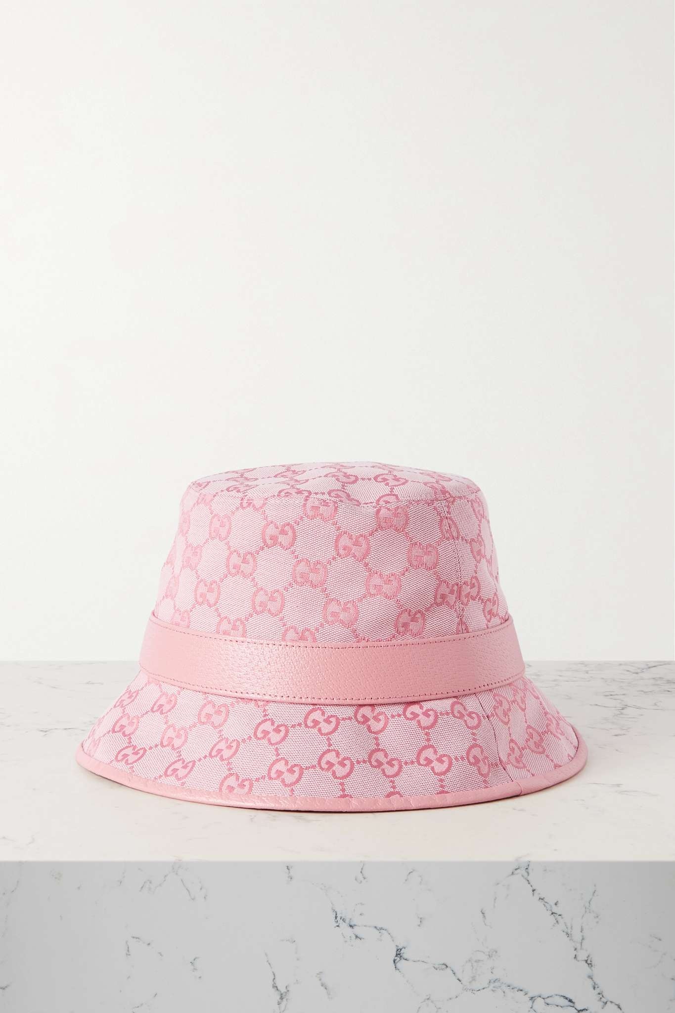 Leather-trimmed cotton-blend canvas-jacquard bucket hat - 3