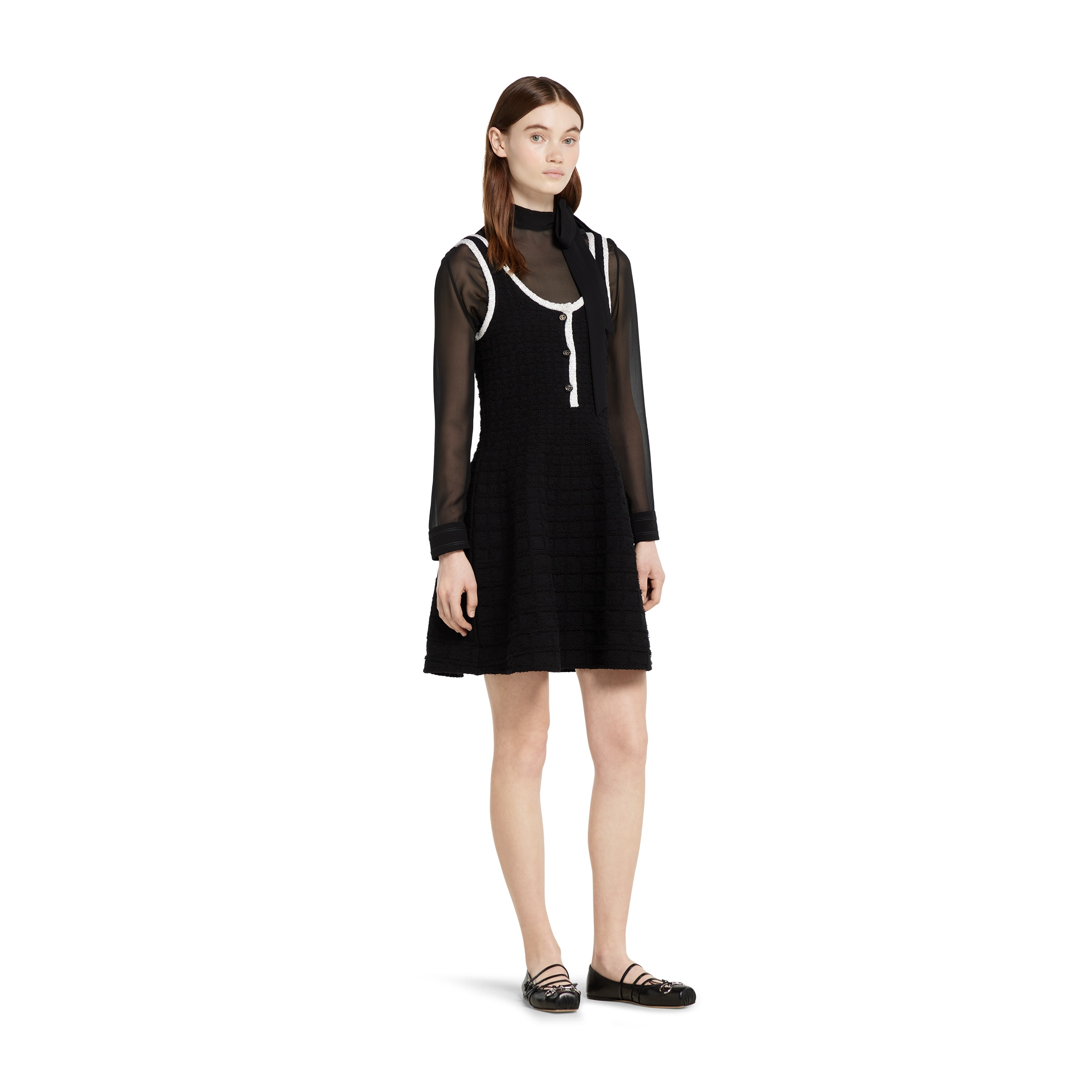 Tweed wool dress with embroidery - 2