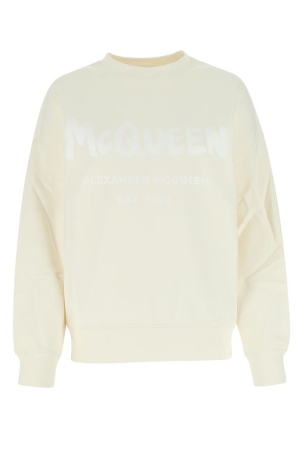 Cream cotton oversize sweatshirt - 1