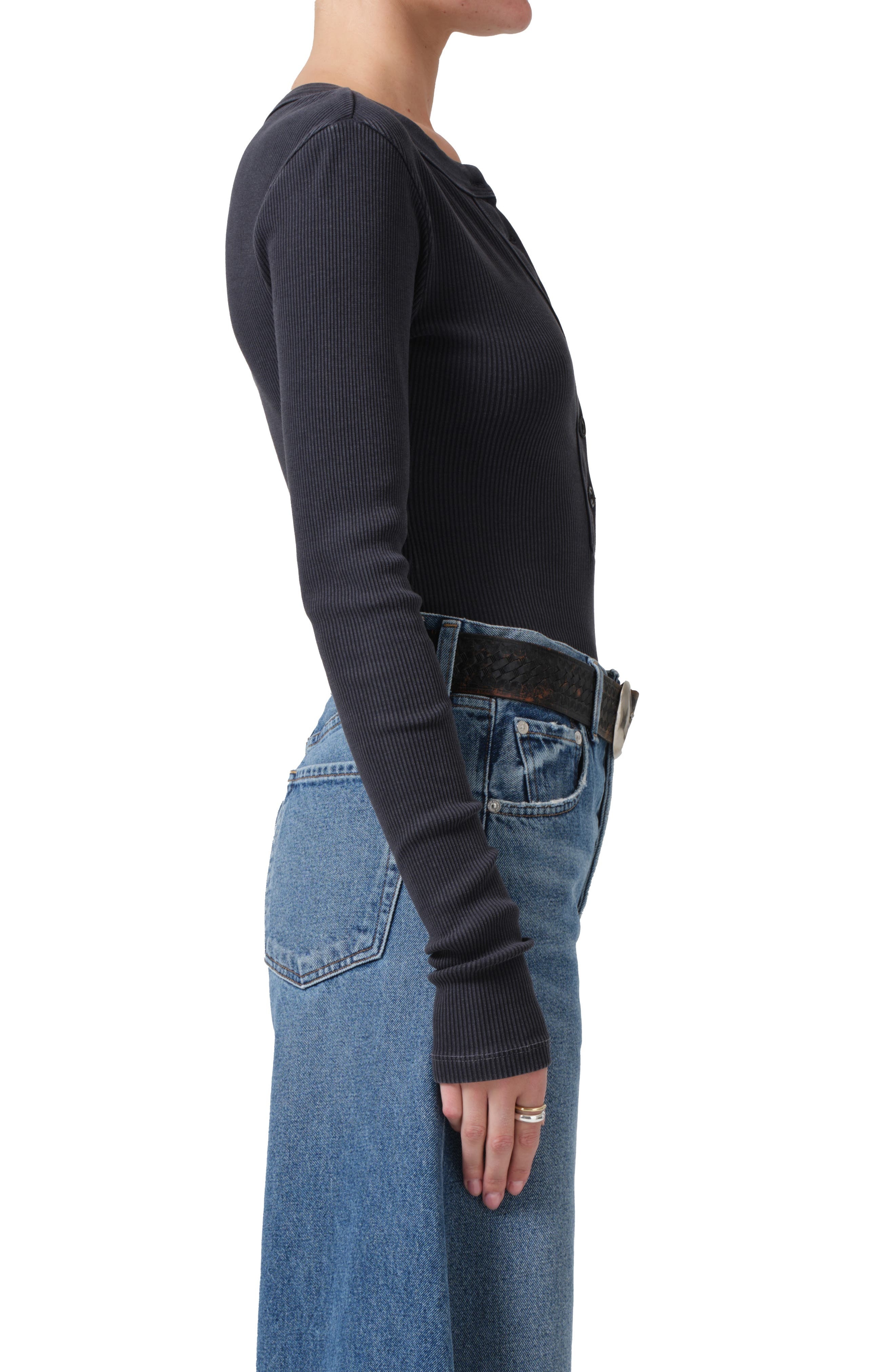 Citizens of Humanity Varra Long Sleeve Henley in Charcoal Mineral at Nordstrom - 3