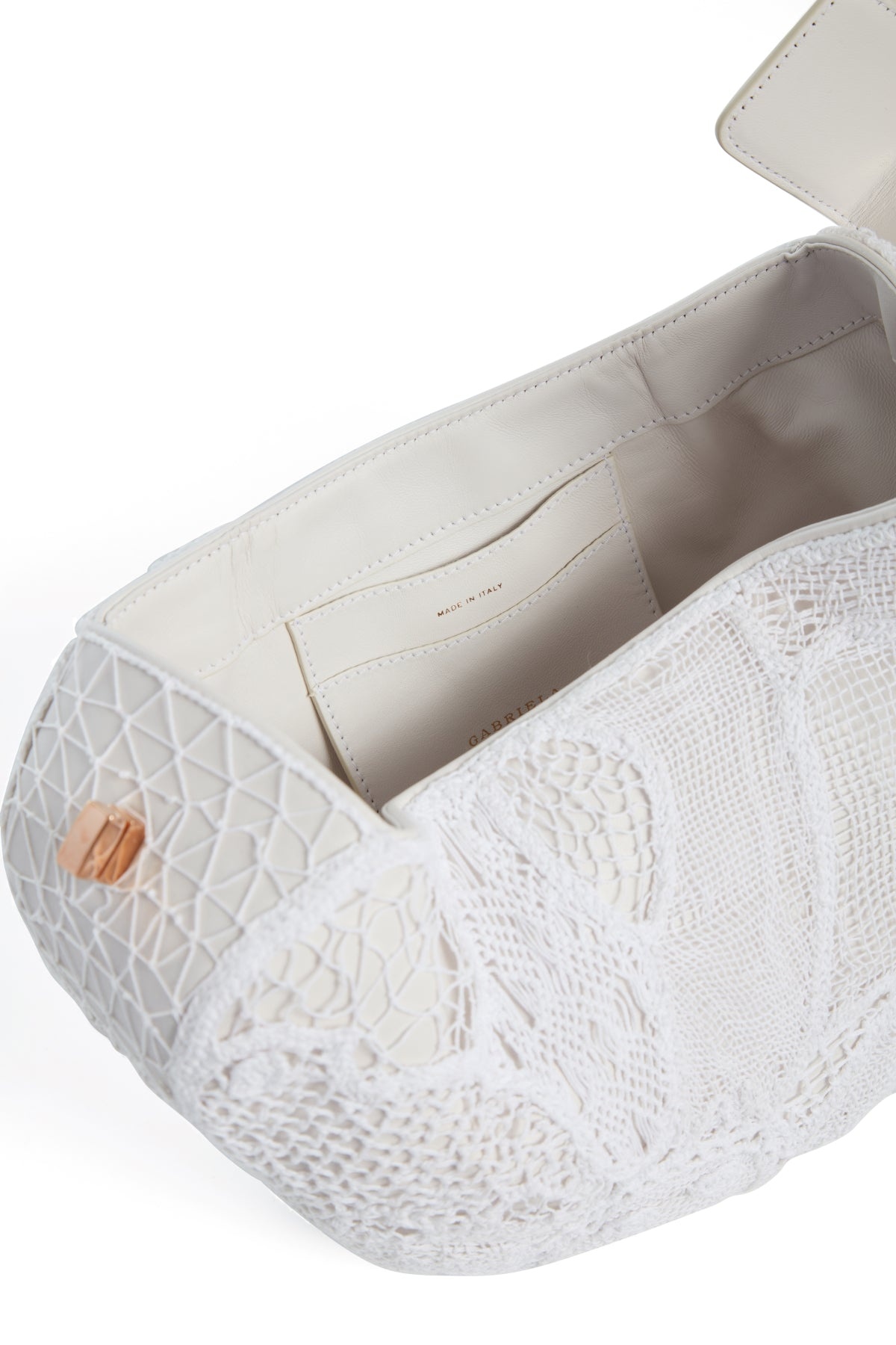 Nina Bag in Ivory Nappa Leather with Cotton Macrame - 4