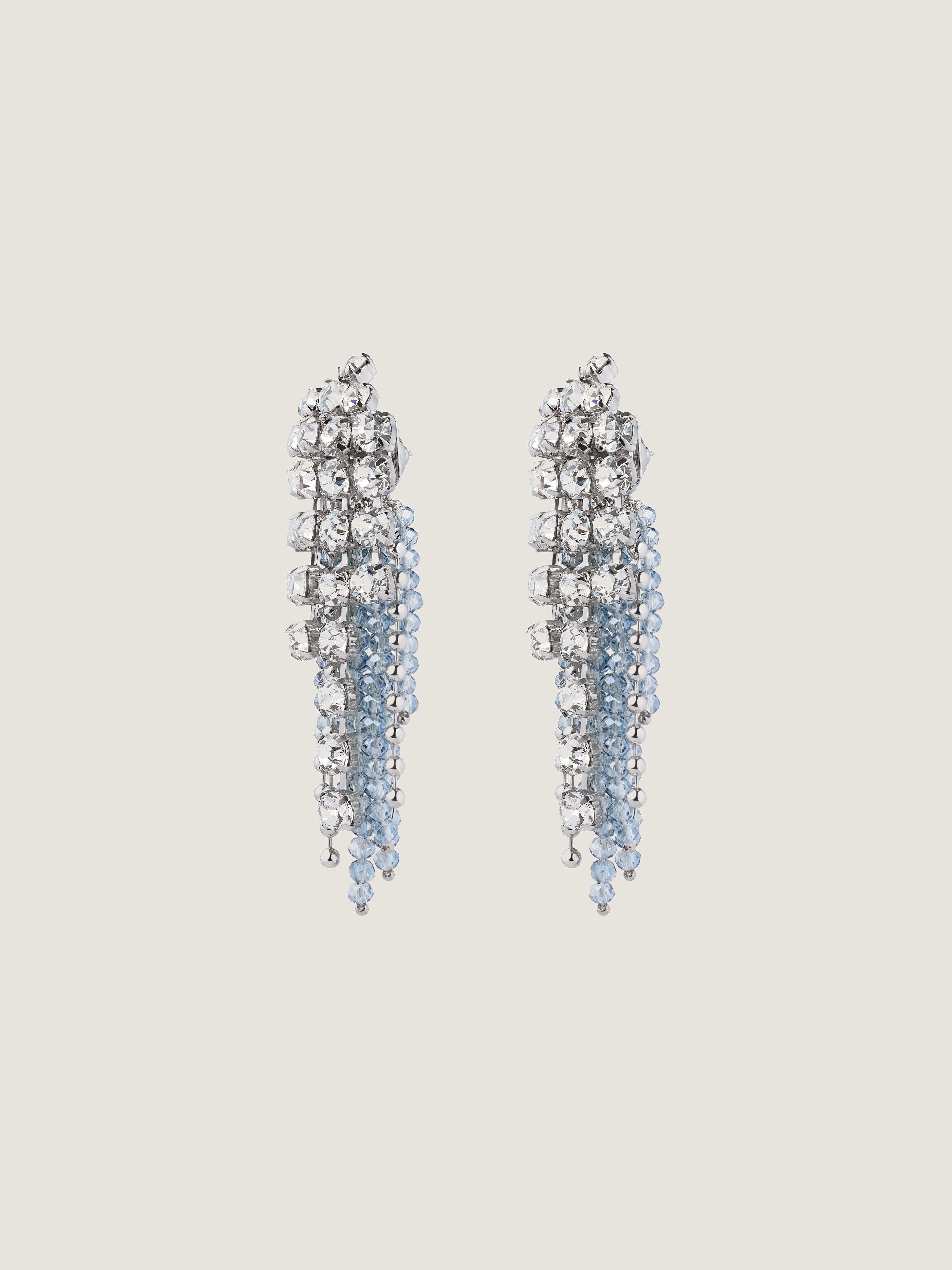 CRYSTAL BOW EARRINGS IN METAL WITH CRYSTALS AND PEARLS - 2