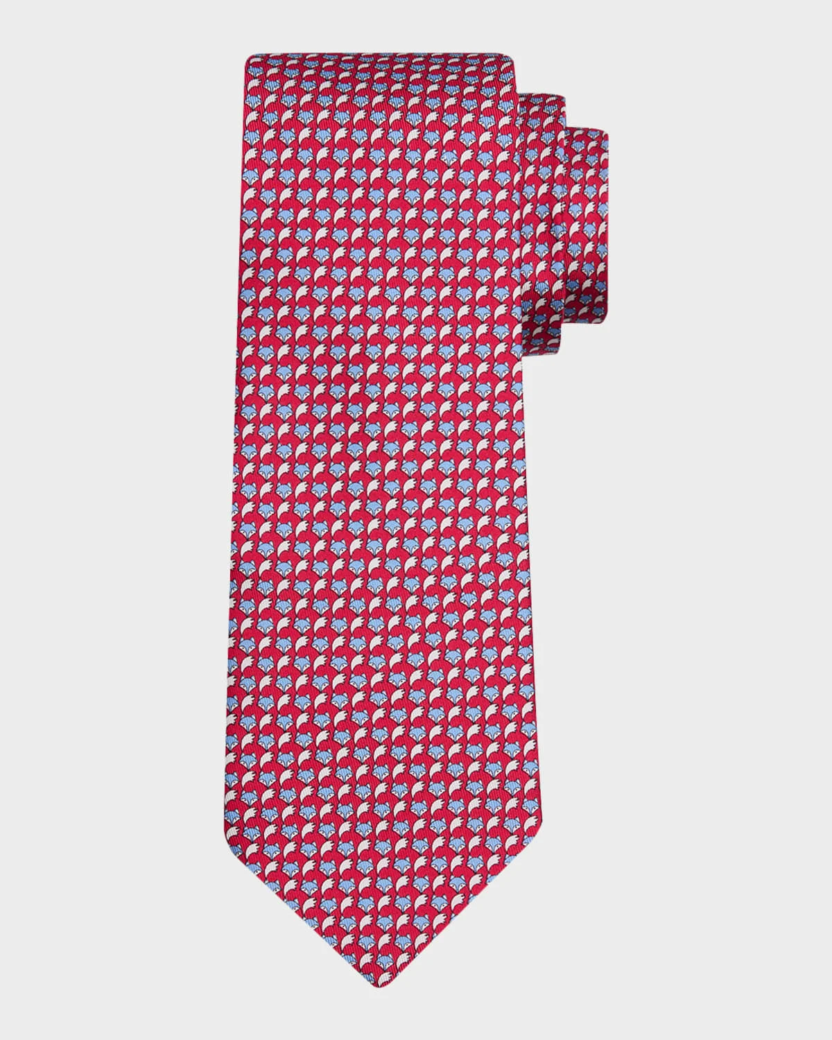 Men's Fox Face and Tail Silk Tie - 1