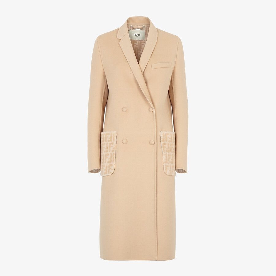 Beige double-sided wool coat - 1