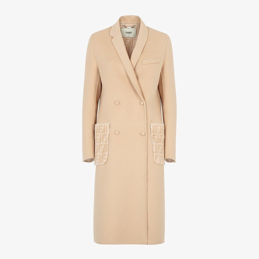 Beige double-sided wool coat - 1