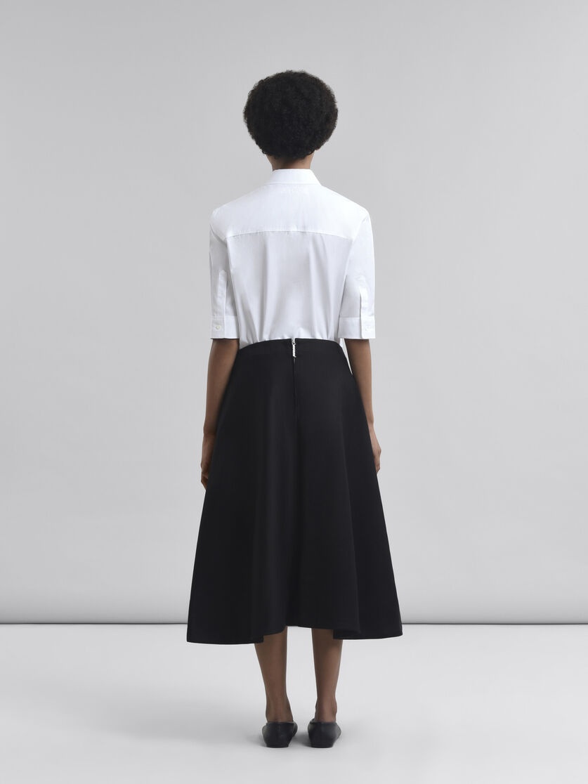 BLACK ORGANIC COTTON SATIN FLARED SKIRT - 3