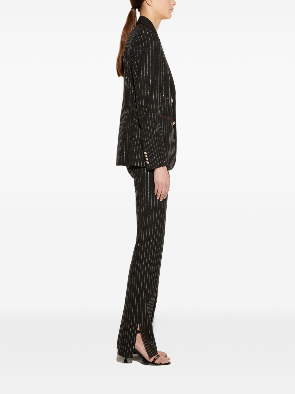 pinstripe rhinestone blazer - 3