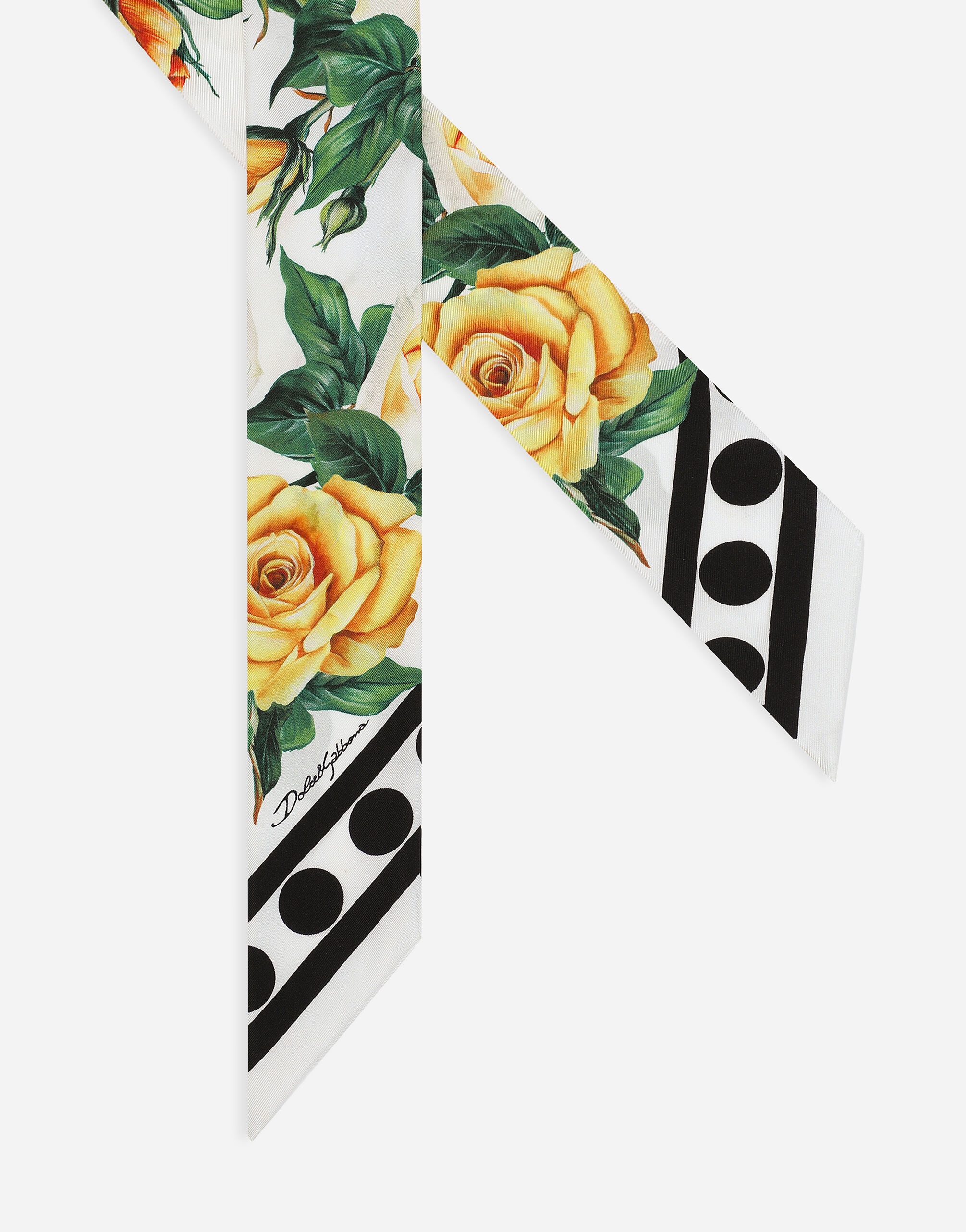 Twill headscarf with yellow rose print - 3