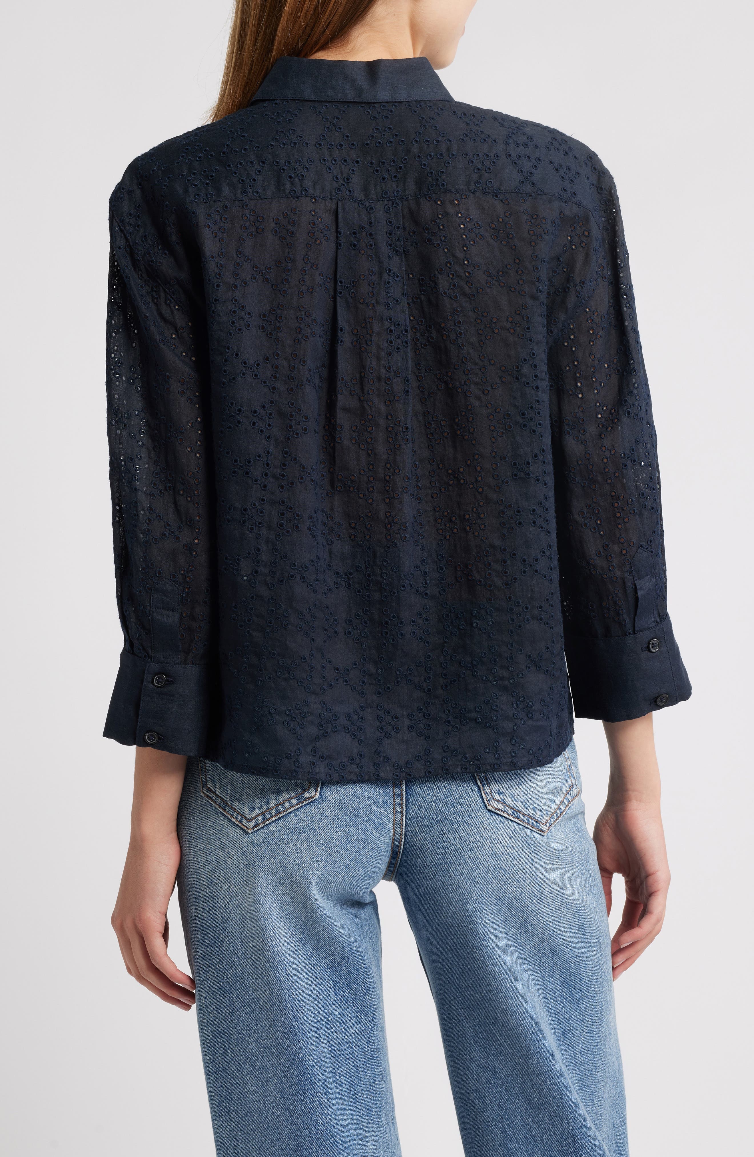 rag & bone Lucia Eyelet Ramie Button-Up Shirt in Slemb at Nordstrom - 2