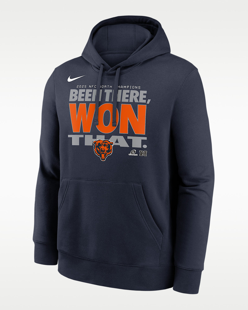Chicago Bears 2025 NFC North Champions Trophy Men's Nike NFL Pullover Hoodie 1