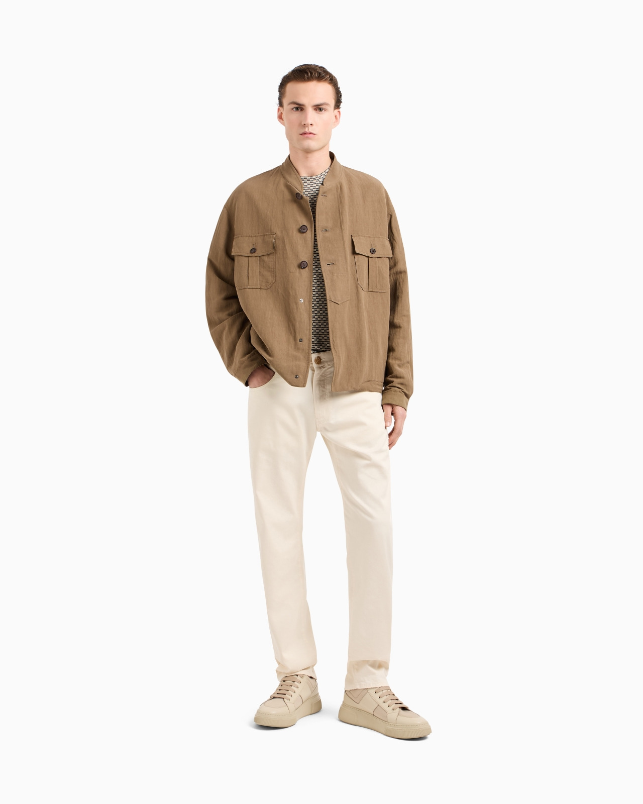 STRETCH COTTON AND SILK, REGULAR-FIT, FIVE-POCKET TROUSERS - 2