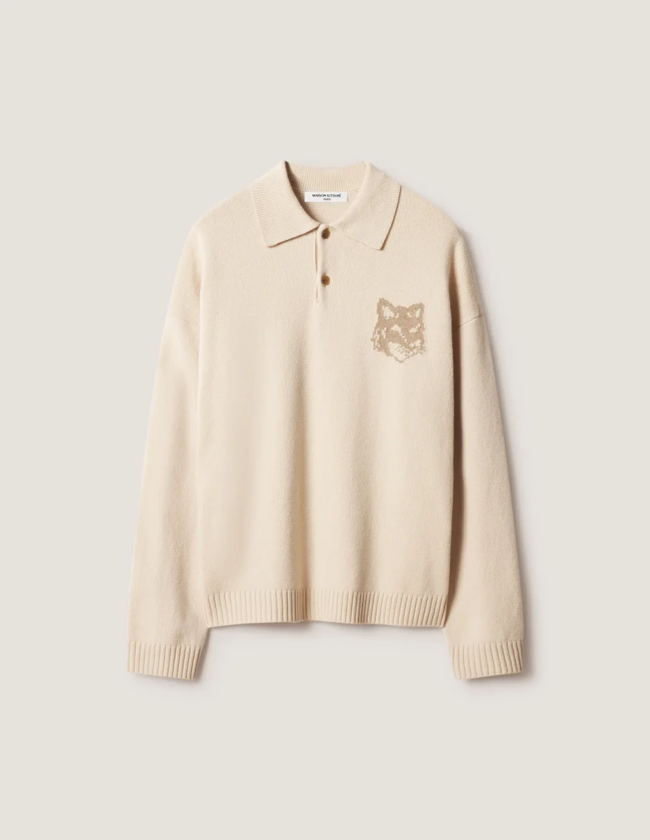 FOX HEAD INTARSIA MERINO POLO JUMPER - 1