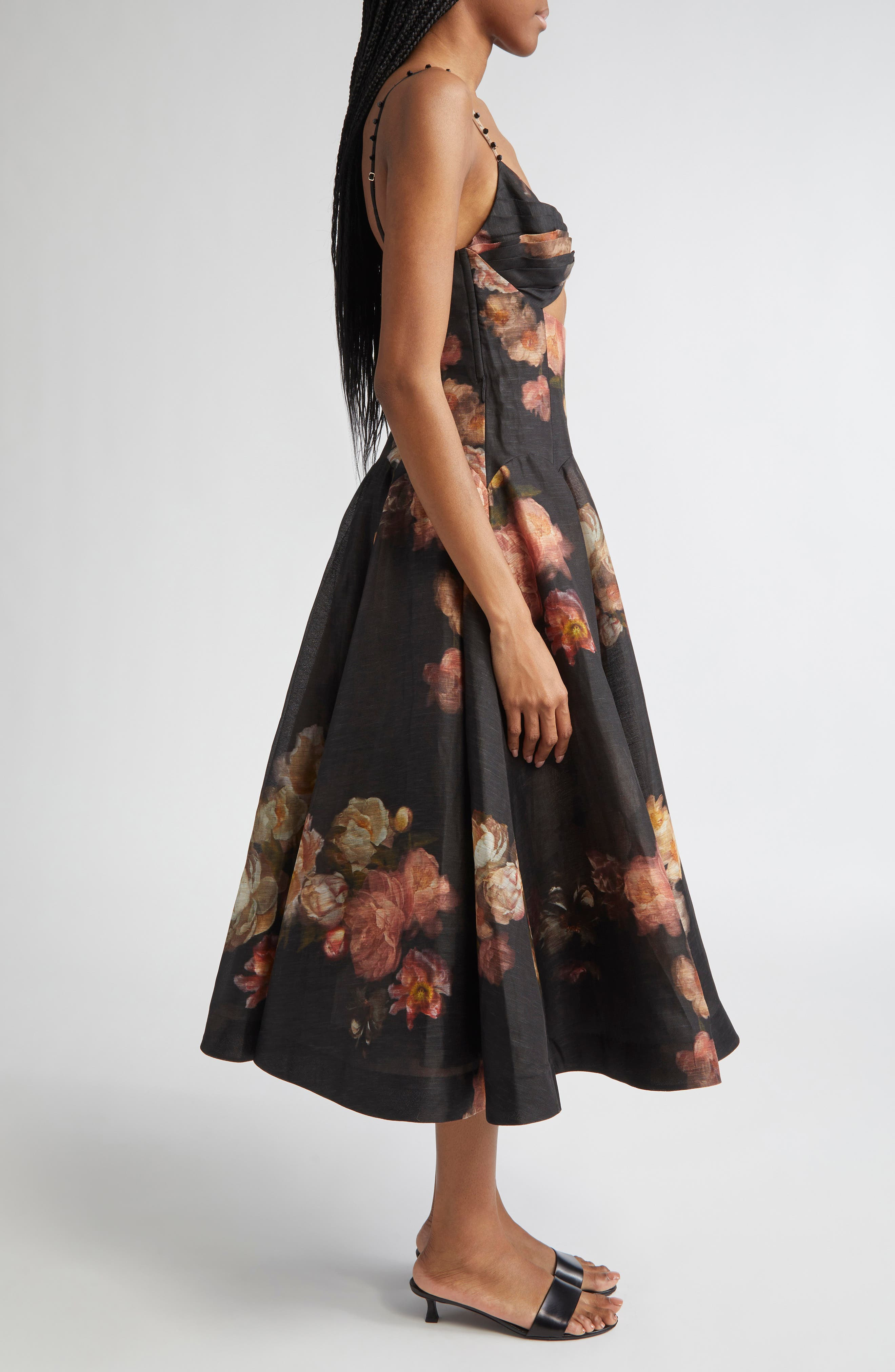 Zimmermann Hypnotic Floral Twist Front Cutout Organza Midi Dress in Russet Floral at Nordstrom - 3