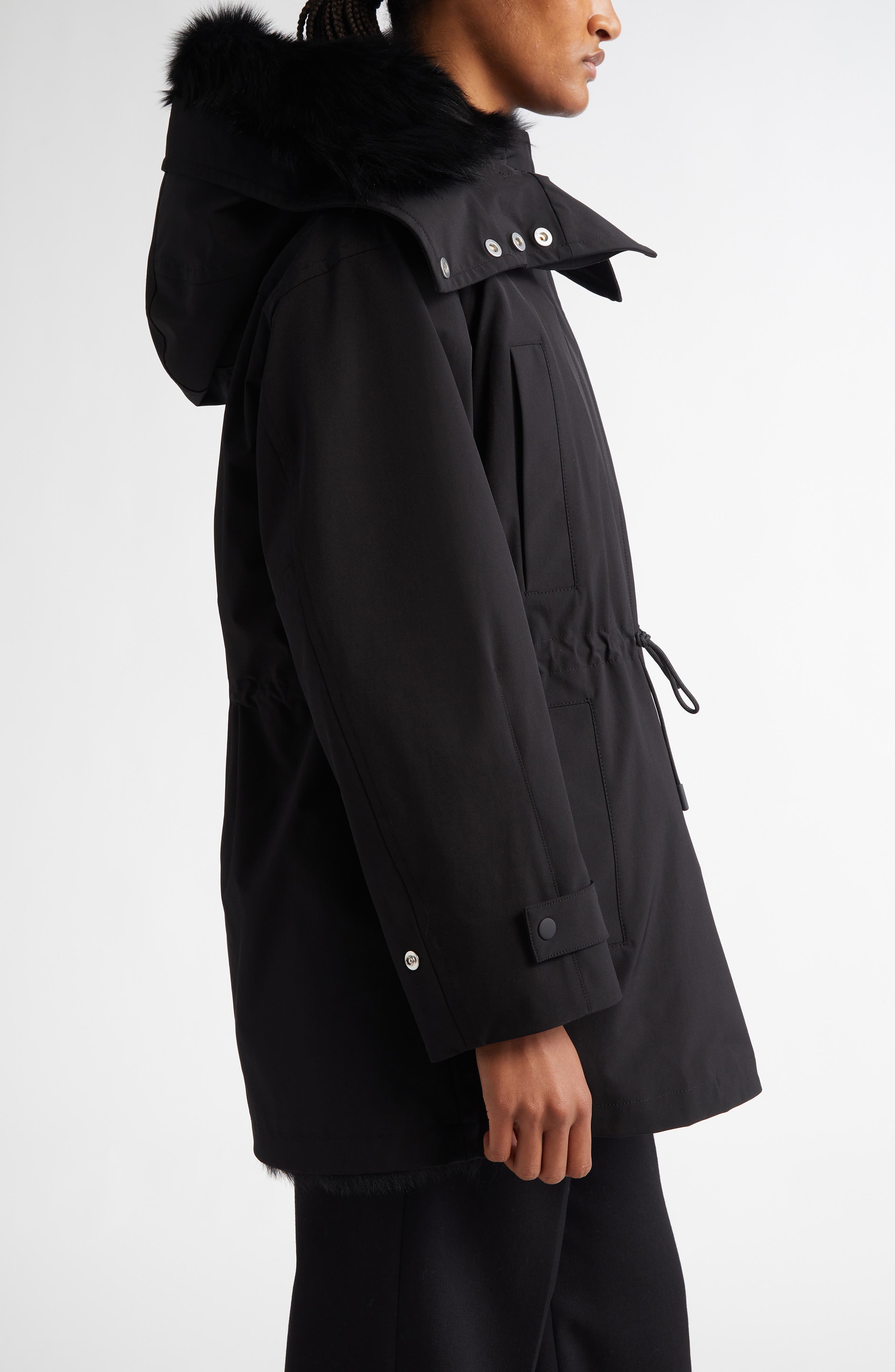 Proenza Schouler Wilder Shearling Lined Stretch Nylon Parka in Black at Nordstrom - 3