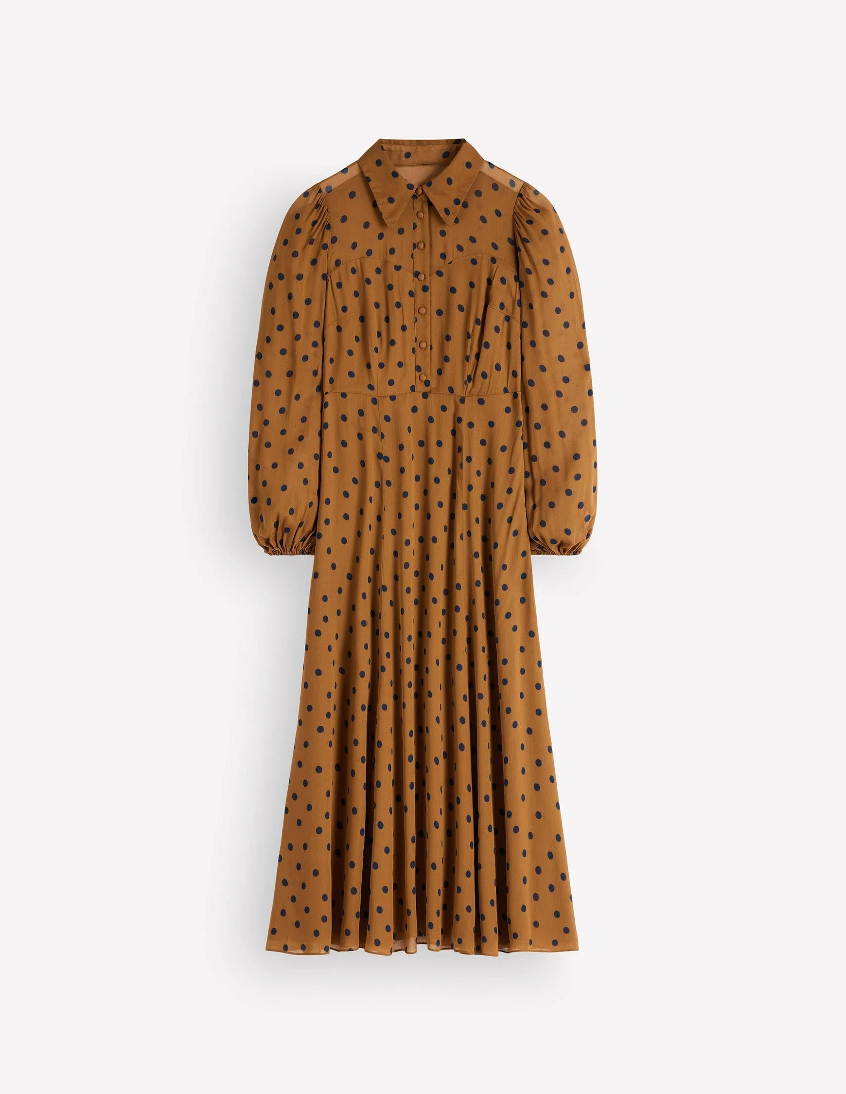 Sheer Yoke Shirt Dress-Rubber and Navy, Painted Dot - 1