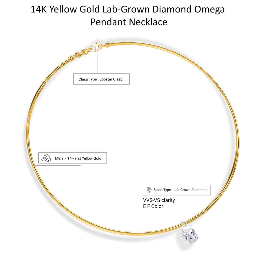 Diamond2Deal - Diamond2Deal 14k Yellow Gold 2 Ct Radiant Cut Lab Grown Diamond Pendant Necklace 18" VVS-VS, E-F - 2