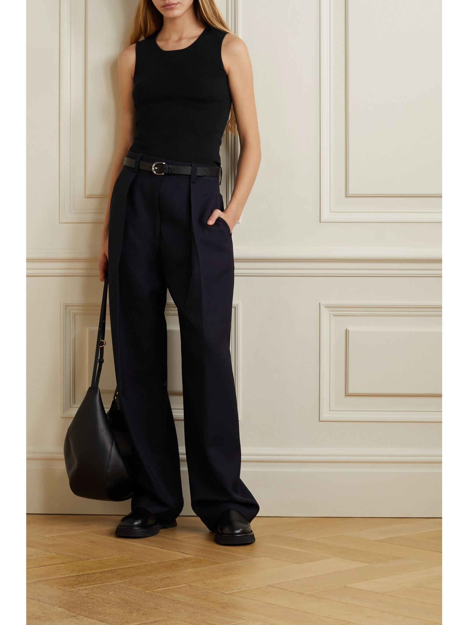 Silk-blend tank Black - 2