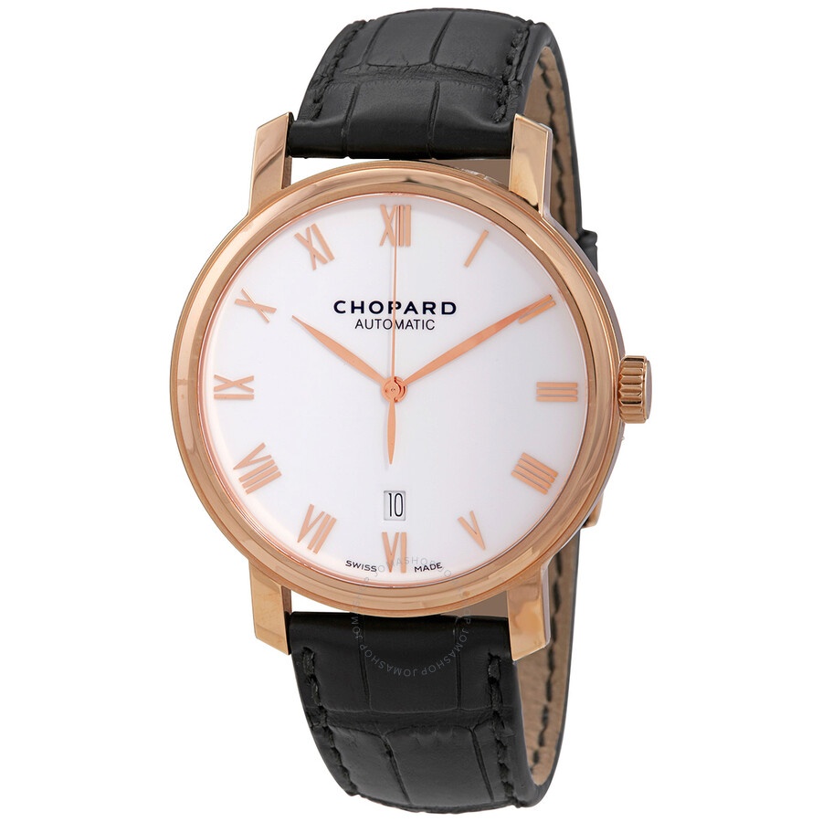 Chopard White Dial 18kt Rose Gold Brown Leather Men's Watch 161278-5005 - 1