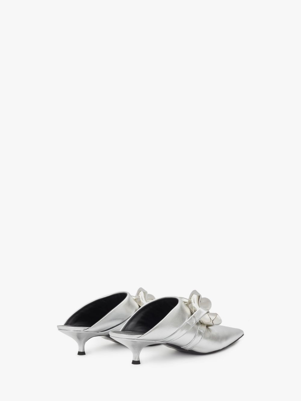 CHAIN LEATHER KITTEN MULES - 4